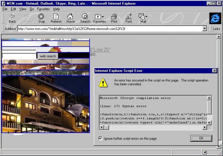 Internet Explorer 3.0 Script Error (1996)
